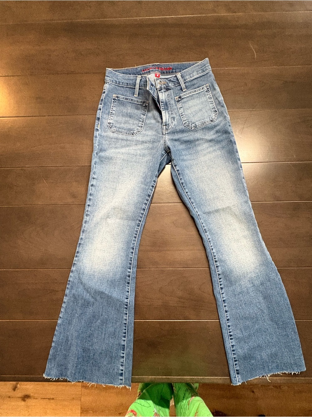 Lucky Brand Light Blue Flare Jeans with Front Patch Pockets